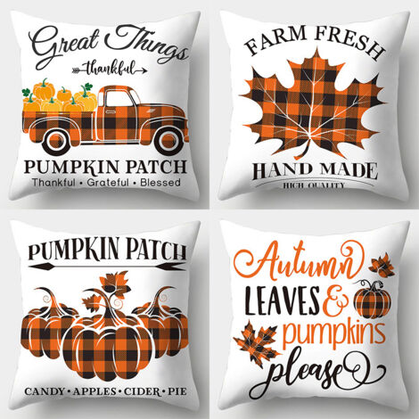 4 Sets Halloween-Kissenbezüge im Karten-Design, nordische Dekokissen für Bett, Sofa oder Gästezimmer (45x45 cm)