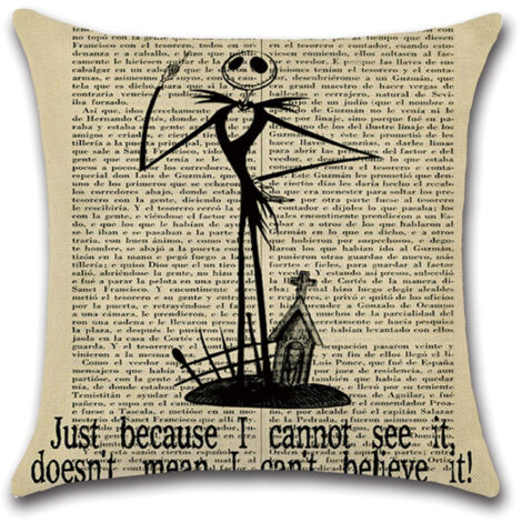 4 Sets Halloween-Sofakissen aus Leinen, Design im Stil alter Zeitungen, lustiger Retro-Halloween-Stil (45x45 cm)
