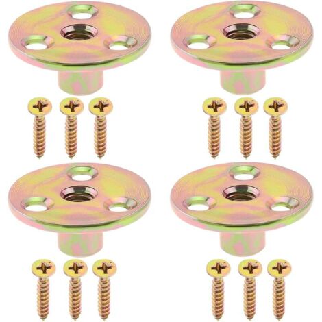 4 Sets Métrique M8 de Kits de Quincaillerie pour Pieds de Meubles Plaques de Montage pour Pieds de Meubles Écrou à 3 Trous en Forme de T pour Canapé Armoire