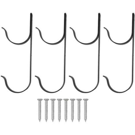4 Sets Pool Pole Hanger Professional Aluminium Alloy Pool Holder Hook for Poles Brushes Vacuum Hoses Garden Tools Black