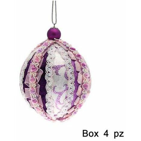 4 sfere decorate per albero di natale - colore viola - addobbi natalizi decorazioni