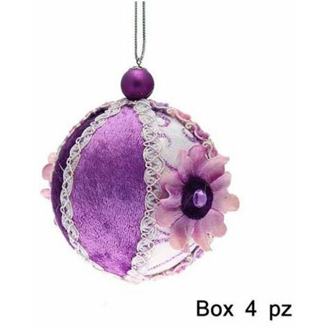 4 sfere decorate per albero di natale - colore viola - addobbi natalizi decorazioni