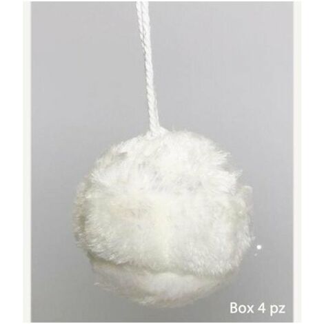 4 Sfere palle decorate innevate per albero di natale Ø10 cm - colore bianco