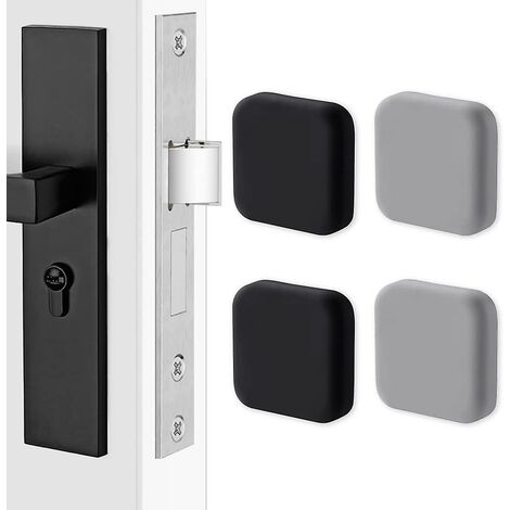 4 Silikon-Türgriffe, quadratischer Wandschutz für Griffe, Puffer-Türstopper (schwarz x2, grau x2)