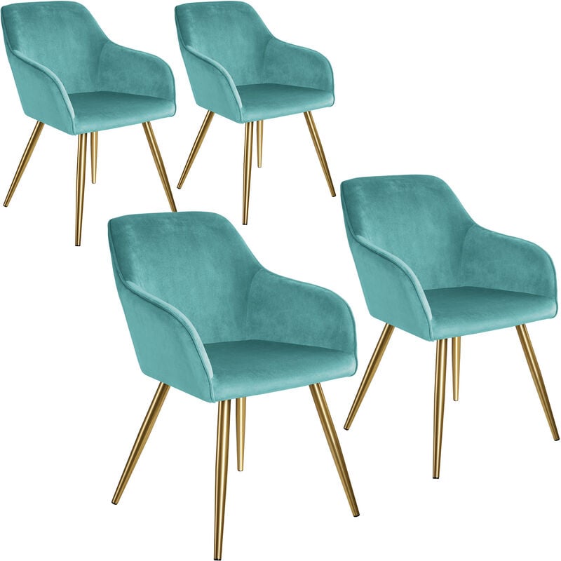 

4 Sillas aterciopelada Marilyn oro - turquesa/oro