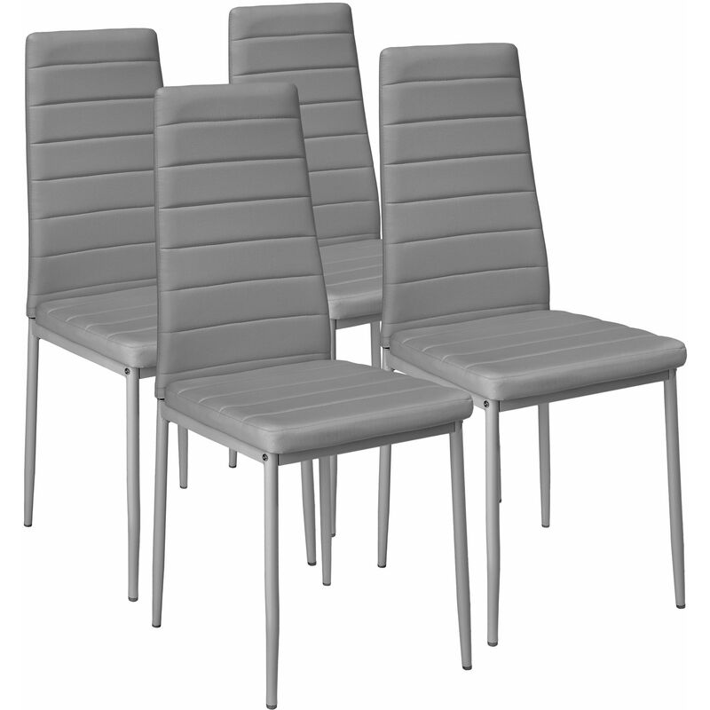 

Tectake - 4 sillas de comedor de poli piel - sillas para salón de diseño, sillas de comedor modernas de acero lacado, asientos de comedor para casa