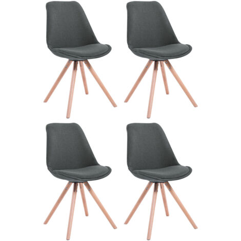4 sillas de comedor estilo escandinavo en tela gris oscuro, patas redondas en madera clara CDS10348
