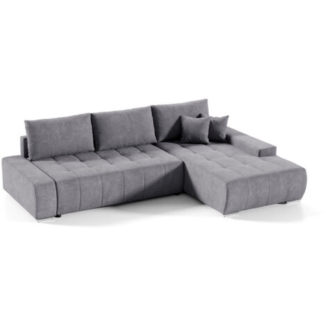 4-Sitzer-Ecksofa (gerade, umwandelbar) mit Bettkasten Jonas Dunkelgrau