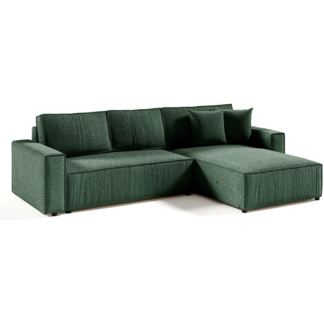 4-Sitzer-Wende-Ecksofa mit Truhe Isaac aus Cord Tannengrün