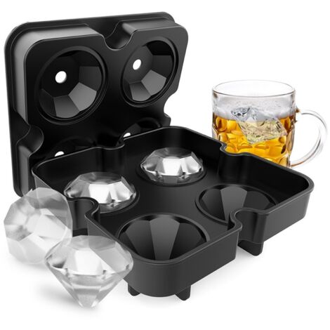 4 Slots DIY Diamond Shaped Ice Cube Cake Ice Making Mold (Black)