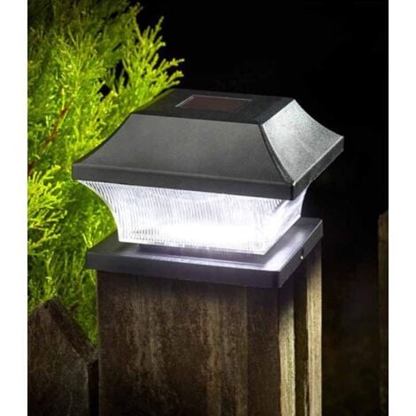 GARDEN MILE 4 Solar Post Cap Lights Aluminium Black Weather-Resistant Outdoor LED Deck Fence Driveway Lighting