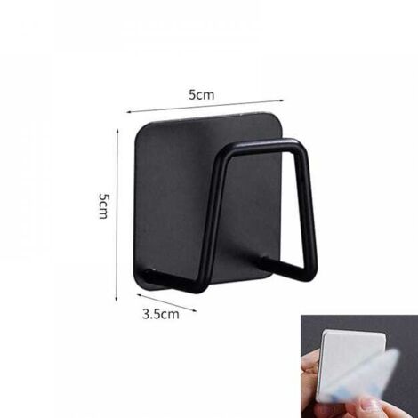 4 soportes autoadhesivos de acero inoxidable negro para esponjas, 553,5 cm, para fregadero de cocina. Gancho para esponjas. Soporte autoadhesivo para esponjas.