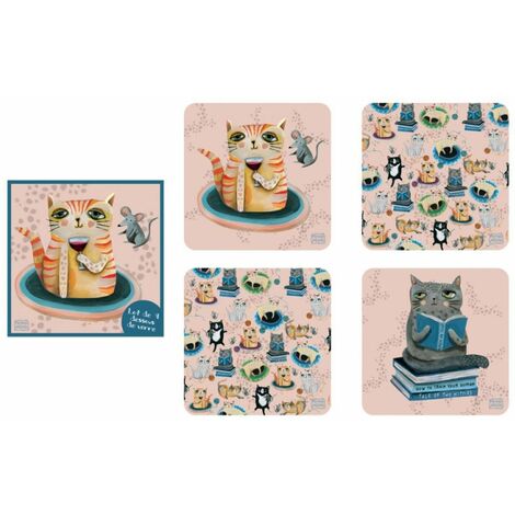 4 sous verres Allen Cats wine