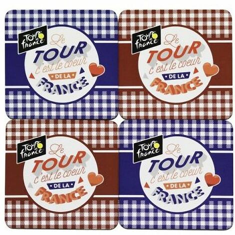 4 sous verres COEUR - TOUR DE FRANCE