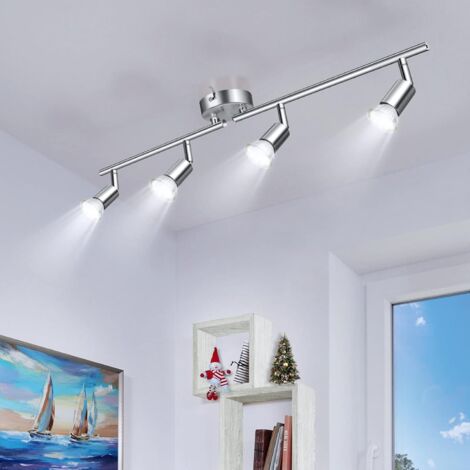 4 Spots LED Ceiling Light, Adjustable Ceiling Light Fixture 6000k Cool White 4×6w GU10 Bulbs Included 600Lumens Bright AC230V Ceiling Spotlight for Bedroom Kitchen Dining Room Hallway