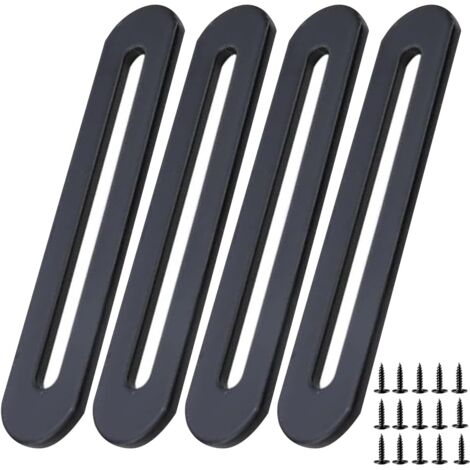 4 staffe di montaggio in acciaio inossidabile nero da 155 x 19 mm per collegamenti di riparazione di fissaggi per mobili (4, 155 x 19 mm)