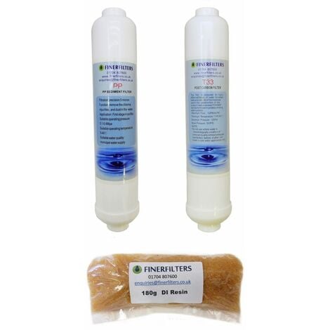 main image of "4 Stage Compact Reverse Osmosis Replacement Water Filters & 180g DI Resin by Finerfilters"