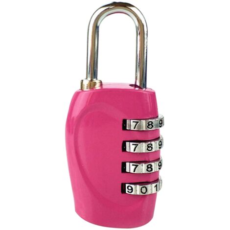 4-stelliges Zahlenschloss aus Zinklegierung für Koffer, Rucksäcke und Schubladen – Rosa