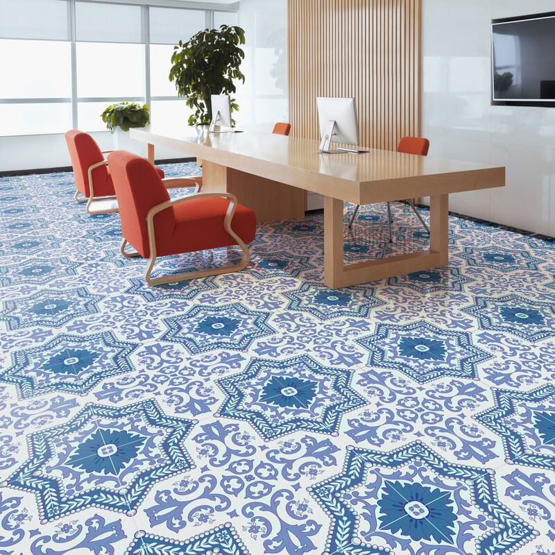 4 STICKERS SOL CARRELAGES ANGELA ANTI-DÉRAPANT Stickers Adhésifs Sol résistant à l'eau - 4stickers50x50cm