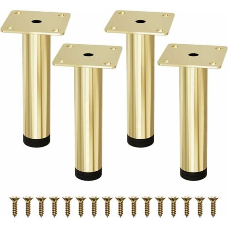 KEYOUNG 4 STK Gold Tischbeine Höhenverstellbar 15cm Schrankfüße Belastbar 150kg Möbelbeine für Sofafüße Stühlefüße mit Schrauben