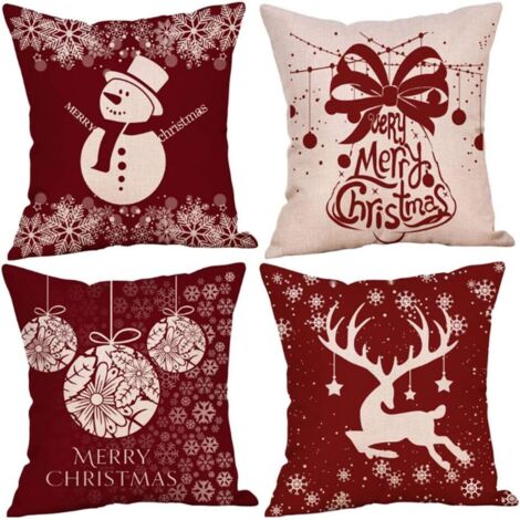 4 STK. Kissenbezug mit Weihnachtsthema, Schneeflocken-Kissenbezug, Weihnachtskissenbezug, Weihnachtskissenbezug, Weihnachtskissenbezug für Sofa