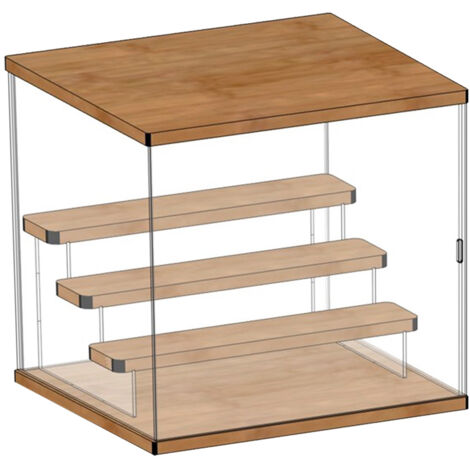 4-stöckige Acryl-Figuren-Sammelbox – Staubdichte Vitrine mit Tür und Treppe, Maße 32 x 26 x 30,4 cm