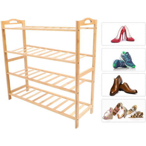 4-stöckiges Schuhregal aus Holz – Platzsparender Organizer für Eingangsbereich, Wohnzimmer, Garderobe