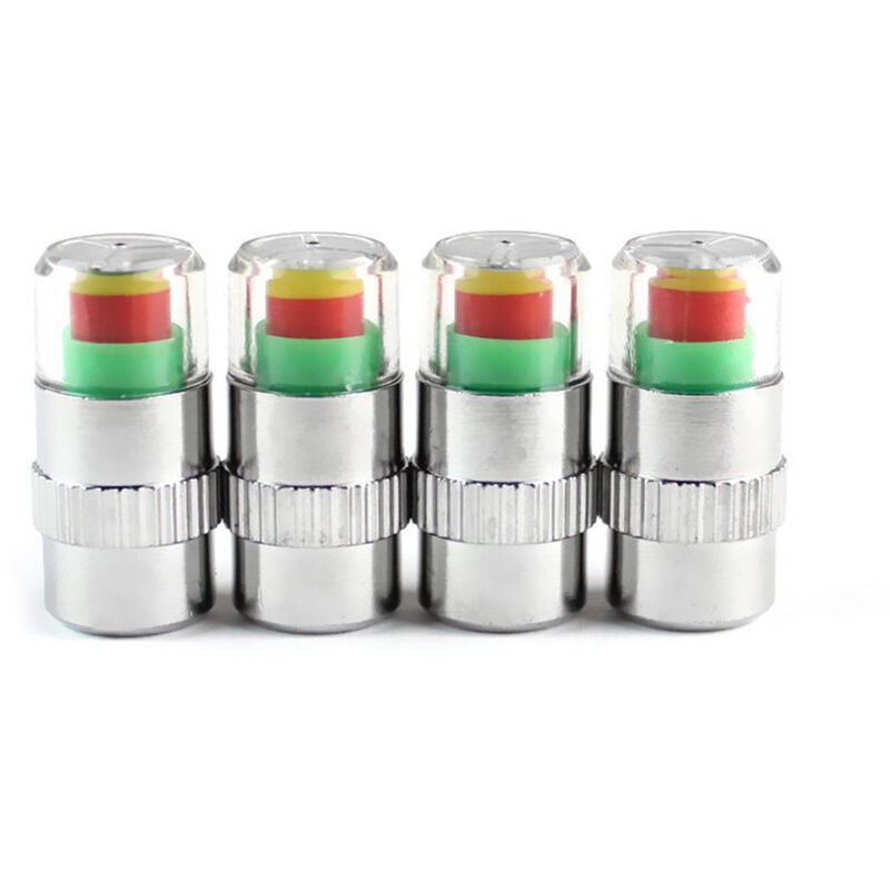 Image of 4 Stück Auto-Reifendruck-Monitor-Warnmesser, Sensor-Anzeige, Ventilkappen