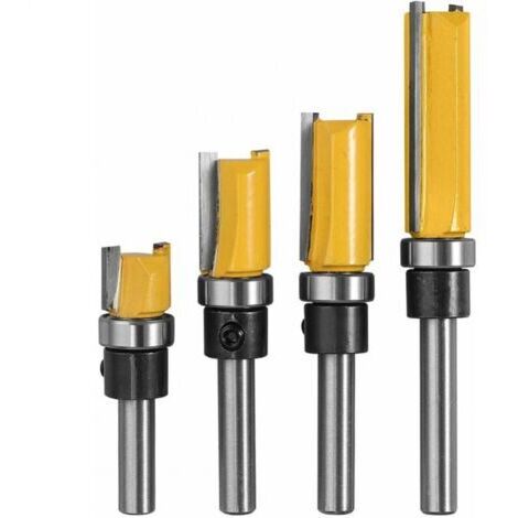 4 Stück 1/4" Holzfräser Kopierfräser (4 Größen) aus legiertem Stahl hoher Qualität, die Klinge 10 mm, 20 mm, 25 mm, 38 mm für Massivholz, Spanplatten, MDF usw.