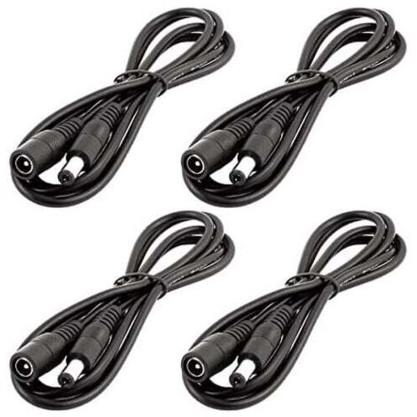 4 Stück 1 m DC 12 V Verlängerungskabel, DC-Stecker 5,5 mm x 2,1 mm, DC 0–36 V Netzkabel, Stecker auf Buchse, Verlängerungskabel für Automonitor, CCTV-Kamera, LED-Streifen, Schwarz