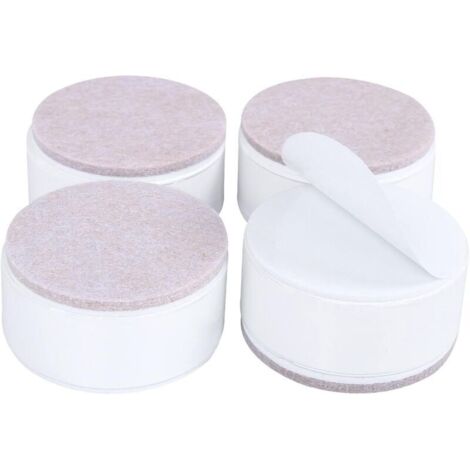 4 Stück 3 cm hohe Möbelfüße aus Kohlenstoffstahl, selbstklebend, 6 cm breit, geeignet für Sofas, Schränke, Stühle und Tische, weiß