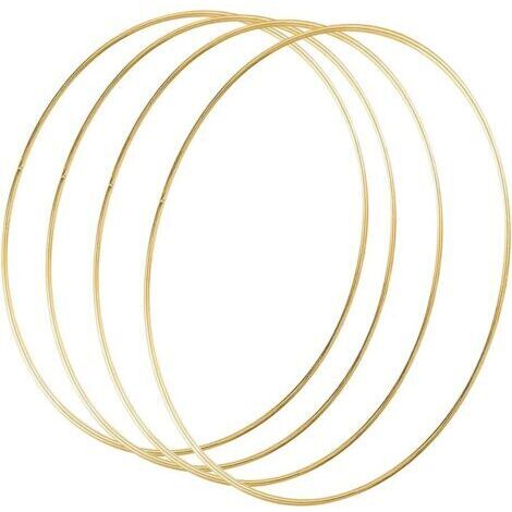 4 Stück, 30 cm großer Metall-Hooping-Ring, goldfarbene Metall-Girlande zum Basteln, Hochzeitsdekoration, Windspiel, handgefertigtes Wandornament