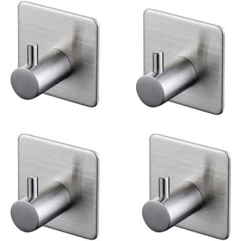 4 Stück 3M Klebehaken Badezimmer Wandhaken Edelstahl Silber
