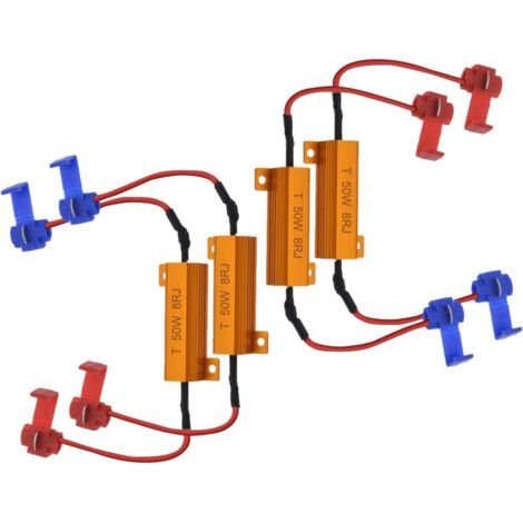 4 Stück 50W 8 Ohm LED-Lastwiderstände Scheinwerfer-Lastwiderstand Nebelscheinwerfer LED-Decoder Blinkerdraht-Decoderwiderstand (Behebt Hyperblinken, Warnunterdrückung)