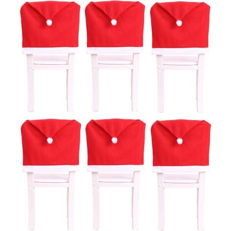 4 Stück/6 Stück Weihnachtsstuhlbezüge, rote Weihnachtsmann-Mütze, Stuhl-Rückenabdeckungen, Zuhause, Abendessen, Weihnachten, Party-Dekoration (6)