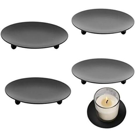 4 Stück 6,8 cm schwarze Kronleuchter-Kerzenhalter aus Metallplatten, Kandelaber-Säulenleuchter für Hochzeiten, Zuhause, Weihnachtsdekoration, Geschenk