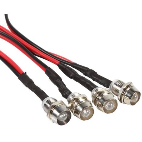 4 Stück 8mm LED-Kontrollleuchten, Signalleuchten, Warnleuchten, LED-Lampen für Boote und Autos, Kontrollleuchten, 12V Gleichstrom (Weiß)