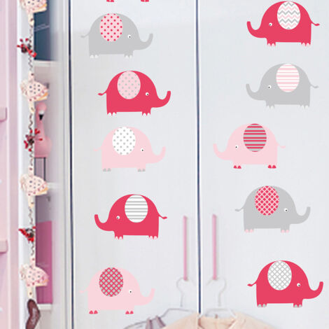 4 Stück Aufkleber Muraux Petit éléphant rose Autocollants Muraux M