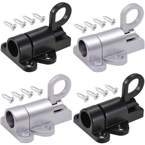 4 Stück Automatischer Türriegel, Bolzentürriegel, Türriegel, Federsprungriegel, mit 16 Schrauben, für Fenster, Holztüren, Schranktüren (Schwarz und Silber)
