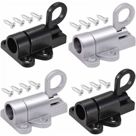 4 Stück Automatischer Türschnäpper, Türriegel mit Riegel, Türschnäpper, Federriegel, für Fenster, Holztüren, Schranktüren (Schwarz und Silber)