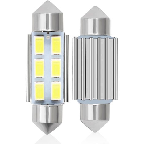 AOUGO 4 Stück C5w LED 36 mm 5630 SMD 6 LED-Glühbirne Kuppellampe Soffitte C5w Led DC 12 V Weiß Auto