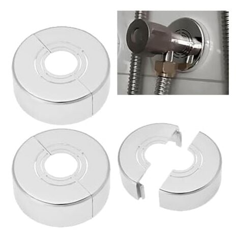 BLUEDEER 4 Stück Duscharmatur Rosette 3 Größen in 1, Abdeckrosette Geteilt für Ø 21mm/26mm/33mm, Rohrabdeckung, Gewinderosette, Rosette Wasserhahn, Heizungsrohr Rosette, Rosetten für duscharmaturen