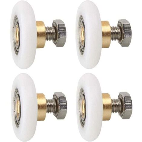 4 Stück Duschtürrollen, Duschtür-Ersatzräder, geriffelte Duschtür-Ersatzrollen mit Schrauben, Durchmesser 23 mm