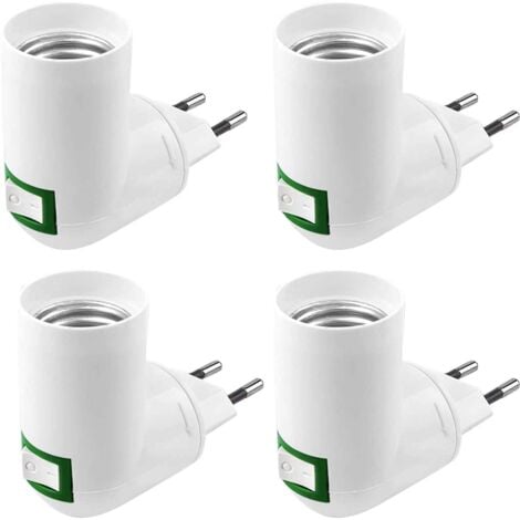 JUSCH 4 Stück E27 mit Schalterfassung, AC 220 V, Steckdose für Wand, Küchenlampen-Adapter, LED-Lampenfassung (weiß)