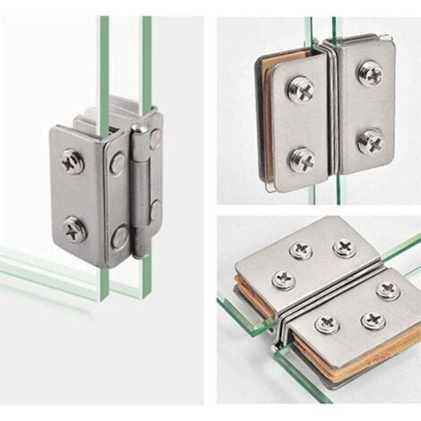 ONTWAY 4 Stück Edelstahl-Glastürscharniere 180° Öffnungswinkel für 5–8 mm dickes Glas –