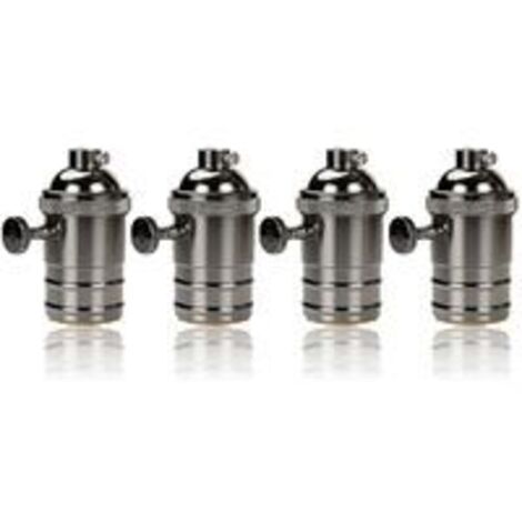 4 Stück Edison-Sockel, Vintage-E27-Lampenadapter mit Schalter, Retro-Vintage-Kronleuchter, kabellos, Schwarz