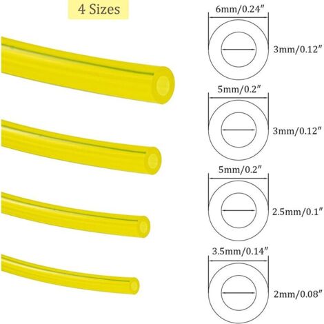 4 Stück gelb transparenter Polyurethan-Kraftstoffschlauch Universal-Kraftstoffleitung Benzinschlauch 1,5 Meter für Rasenmäher Heckenschere Benzinsäge, BR-Life