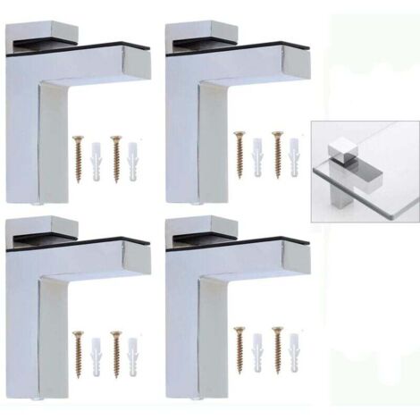 4 Stück Glasregalhalterungen, verstellbar und anpassbar für Glasstärken von 5-30 mm, für Badezimmer, stabile Schraubwandmontage