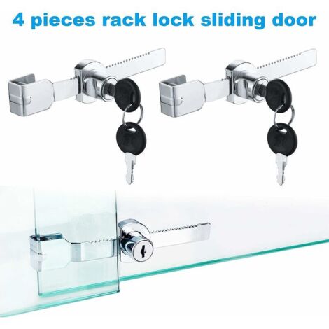4 Stück Glasschiebetürschloss für Terrarienvitrinen, Glasschiebetürschlösser, Nockenschlösser, Briefkasten-Schubladenschrankschloss, Zinklegierung (mit 8 Schlüsseln)