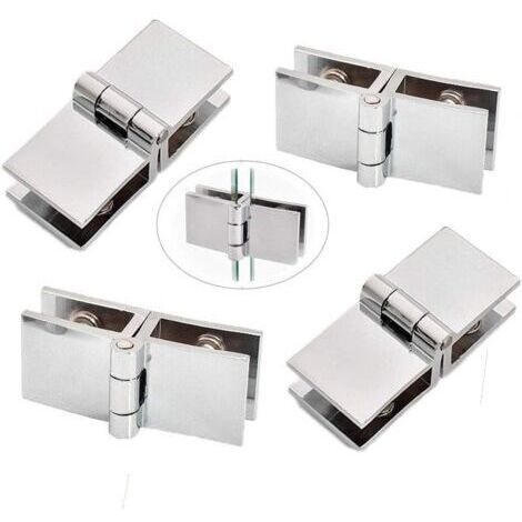 4 Stück Glastürscharnier Clip, Glastürscharnier aus Edelstahl, Glas Falttürscharnier, Türklemm Scharnier, C